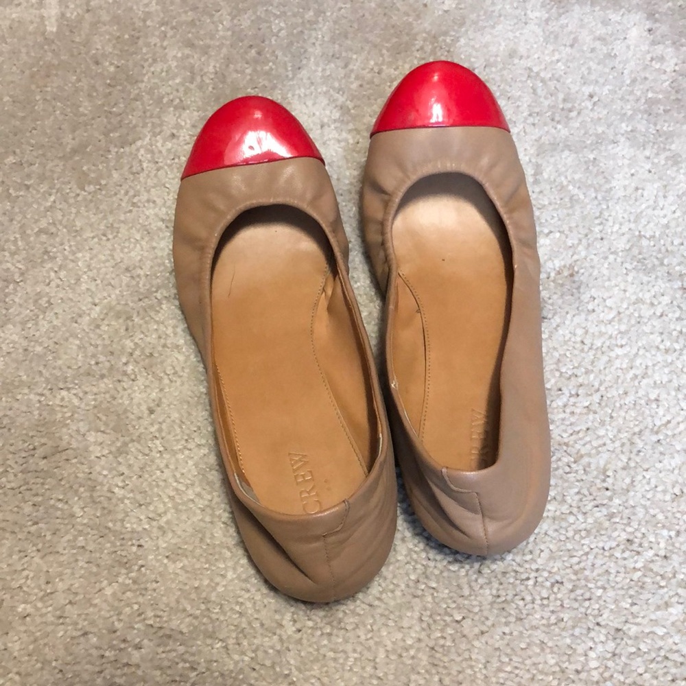 J. Crew flats. Tan with pink toe